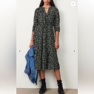 ba&sh Bowie Dress printed multi midi dress size 0